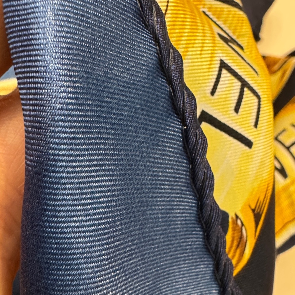 Authentic CHANEL Elegant Navy and Gold Silk Scarf - Picture 10 of 12